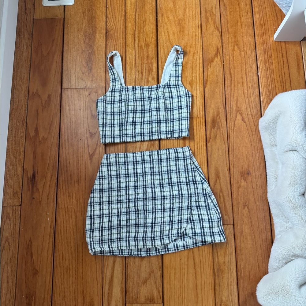 Abercrombie Plaid Crop Top and Skirt Set